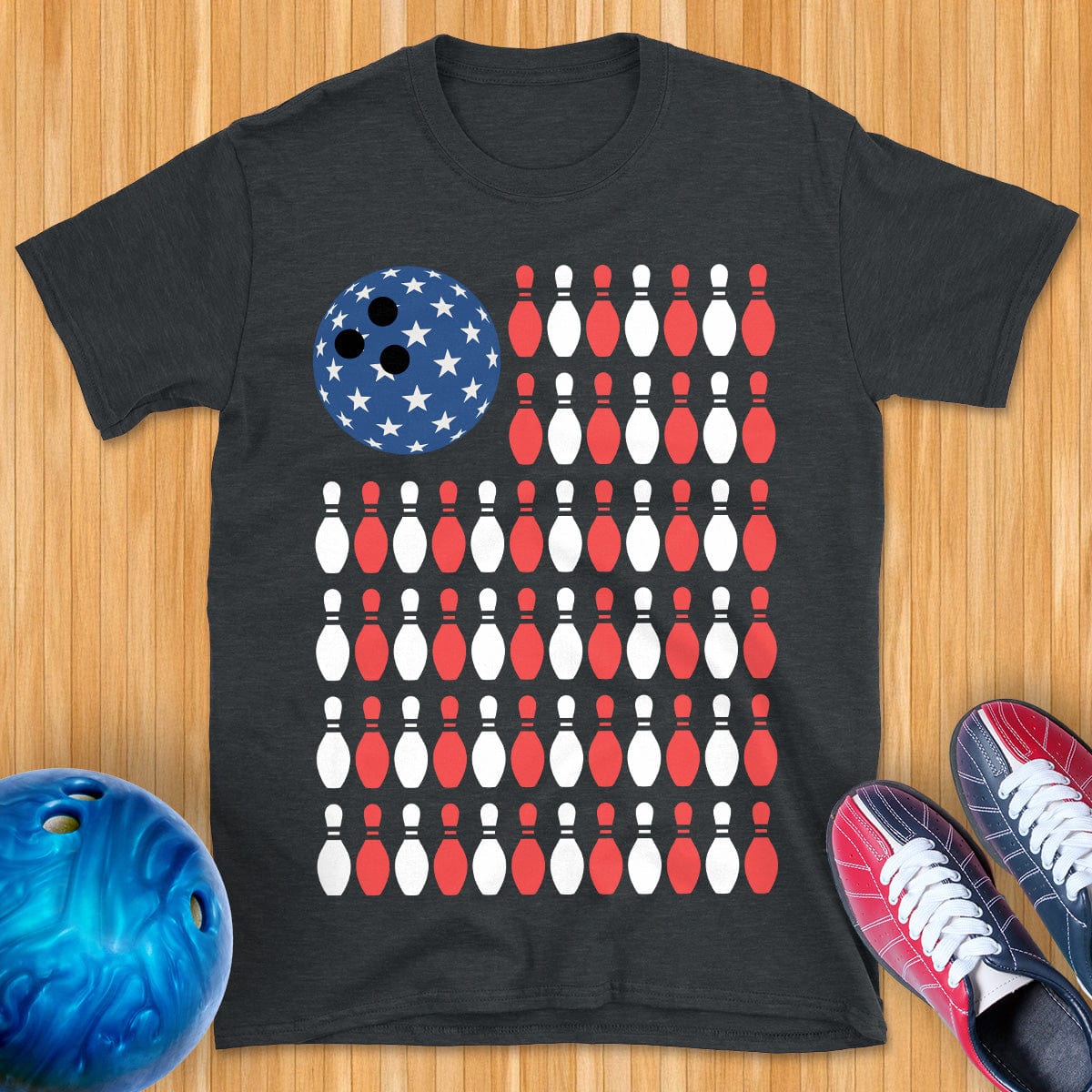 USA Flag Bowling T-Shirt