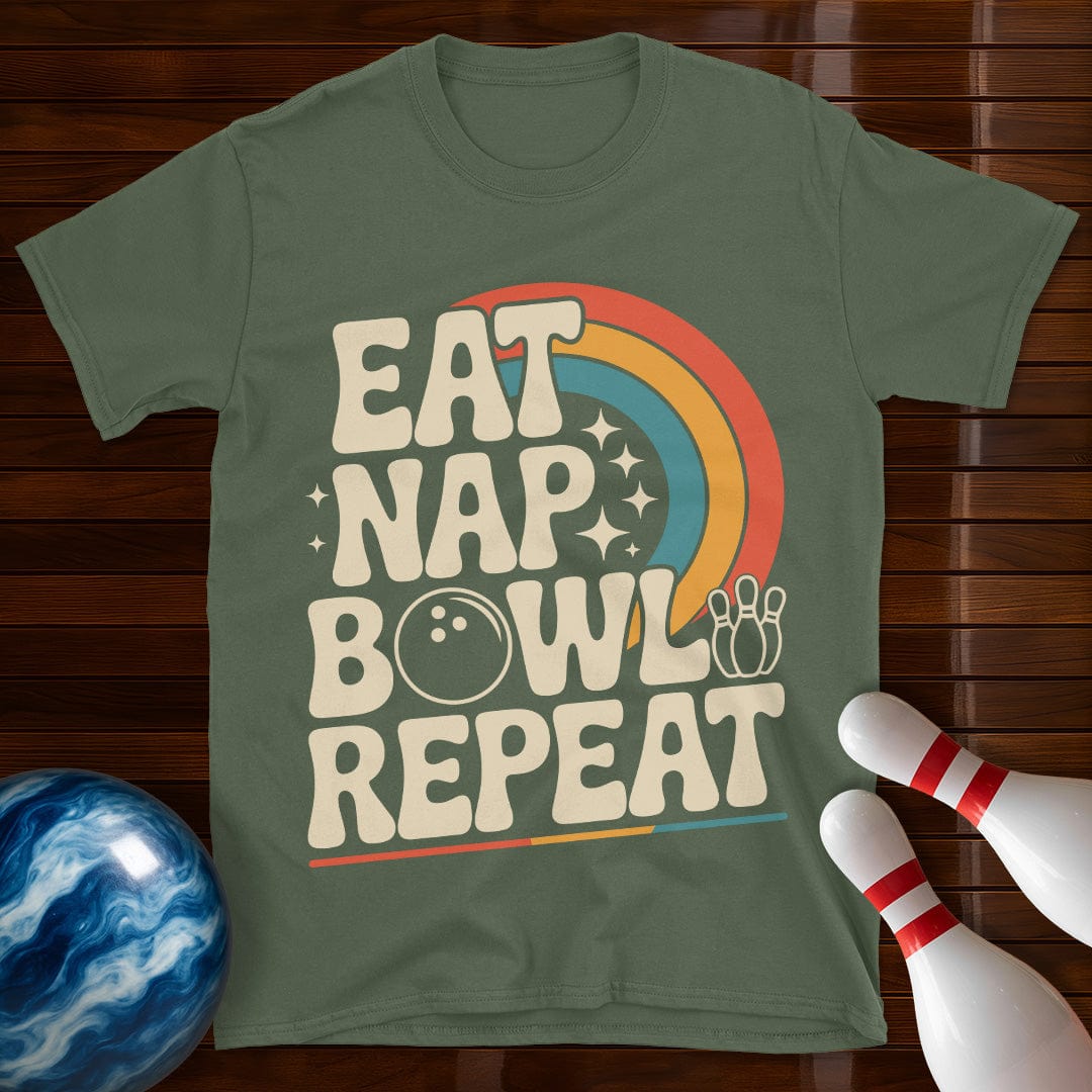 Eat Nap Bowl Repeat Bowling T-Shirt