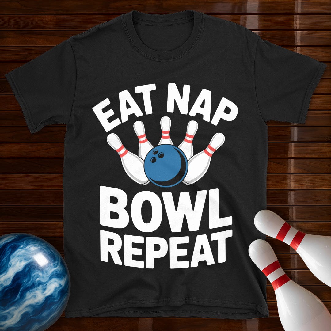 Eat Nap Bowl Repeat Bowling Tee