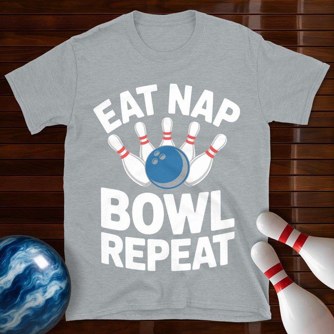 Eat Nap Bowl Repeat Bowling Tee