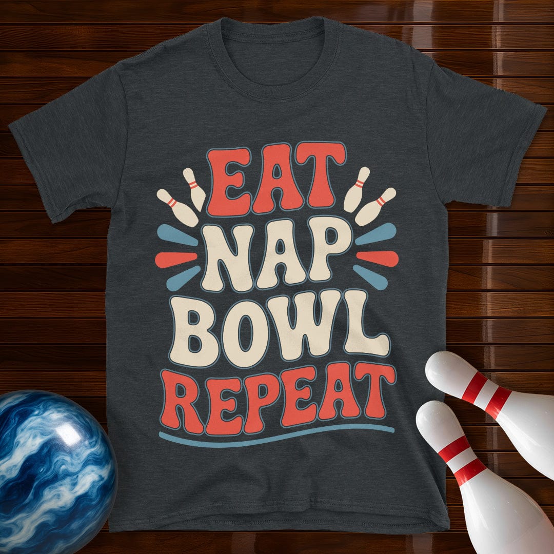 Eat Nap Bowl Repeat Retro Bowling Shirt