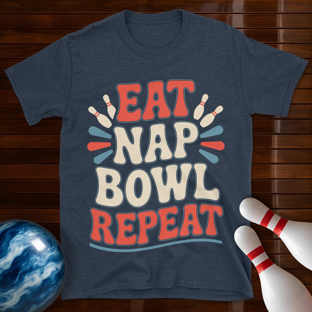 Eat Nap Bowl Repeat Retro Bowling Shirt