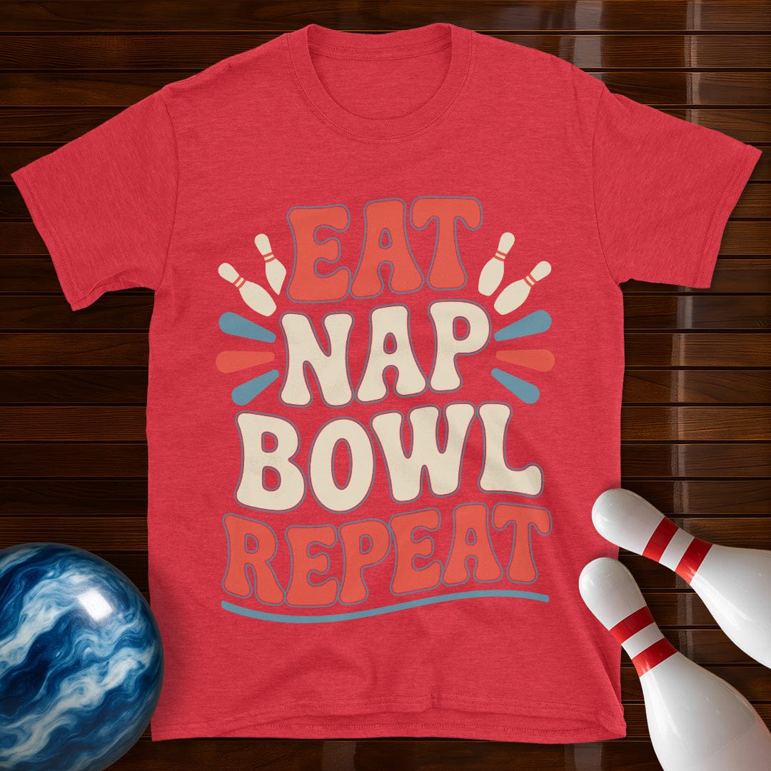 Eat Nap Bowl Repeat Retro Bowling Shirt