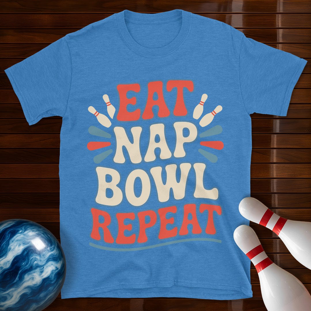 Eat Nap Bowl Repeat Retro Bowling Shirt