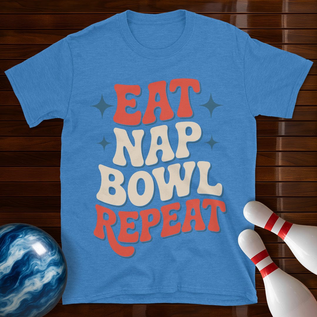 Eat Nap Bowl Repeat Retro Bowling Tee