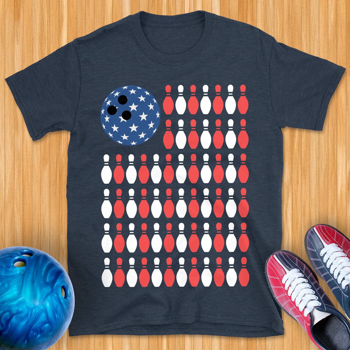 USA Flag Bowling T-Shirt