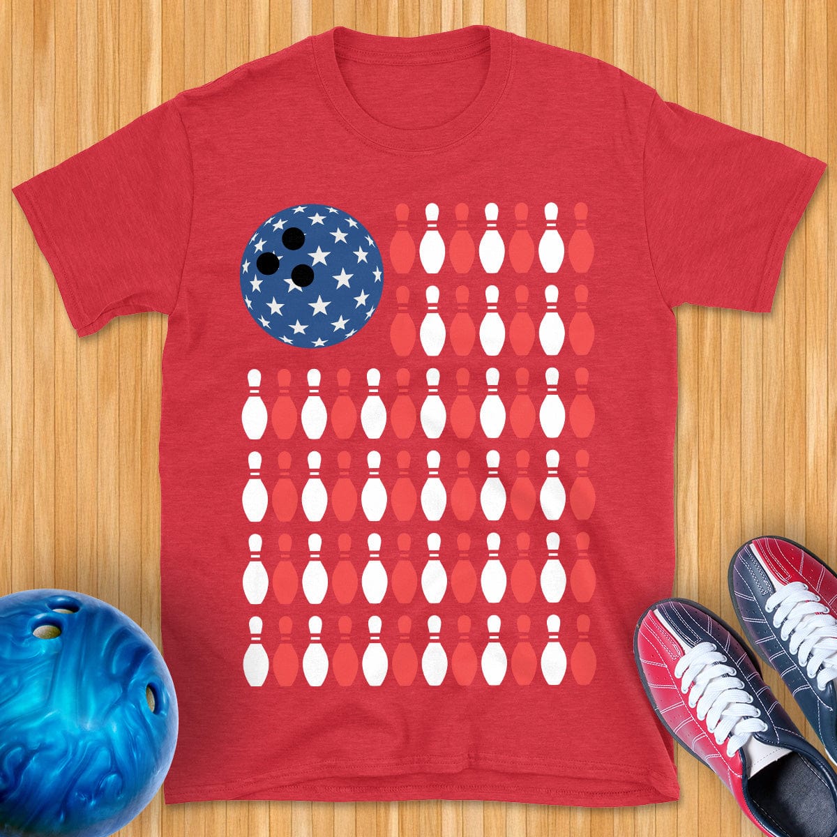 USA Flag Bowling T-Shirt