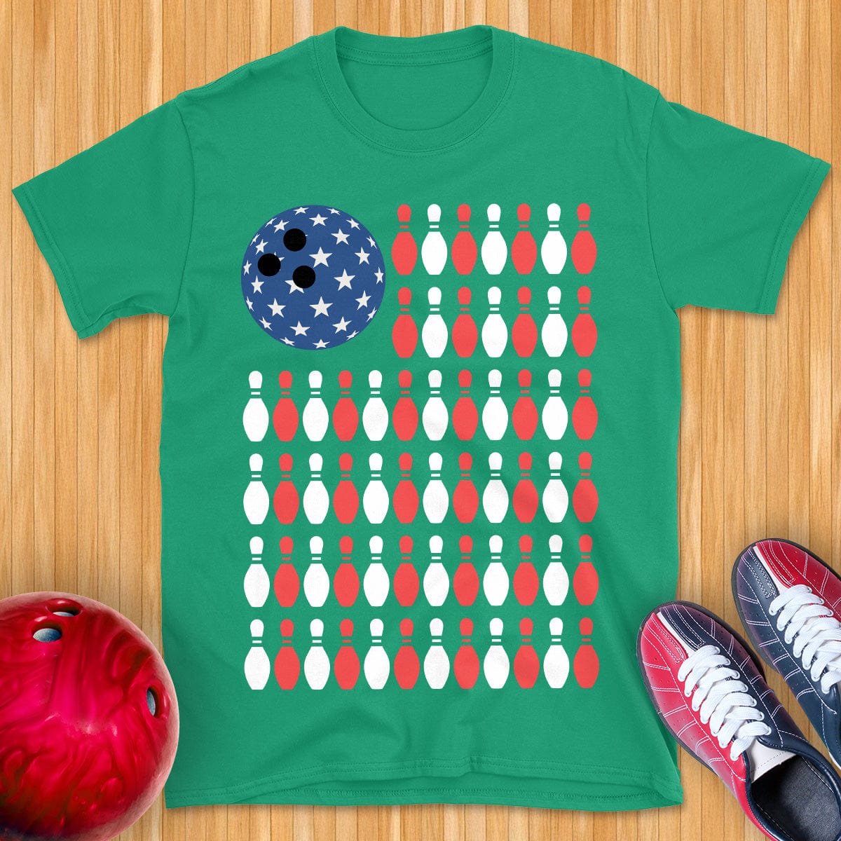 USA Flag Bowling T-Shirt