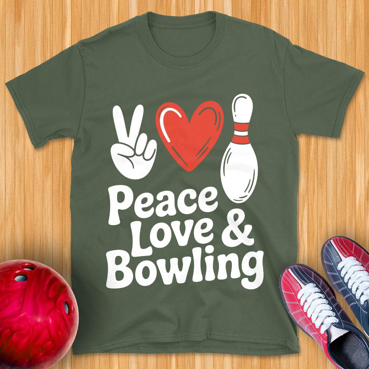 Peace Love Bowling Vintage T-Shirt