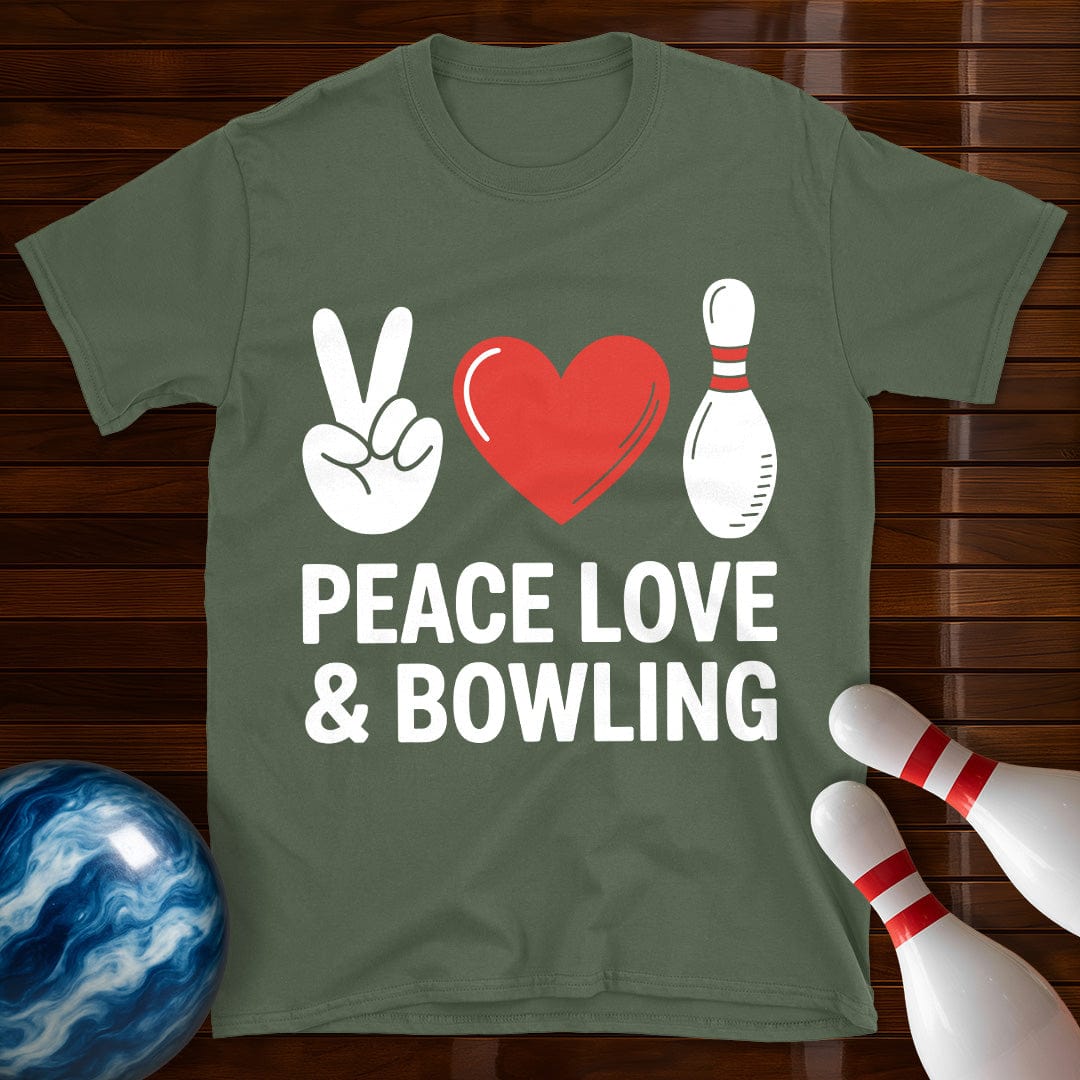 Peace Love Bowling Retro T-Shirt