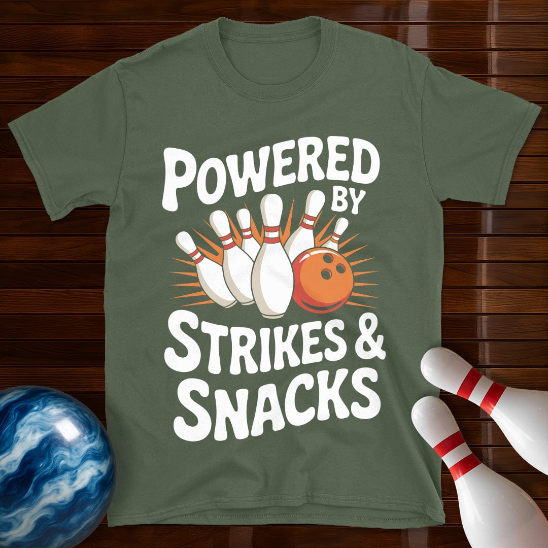 Powered By Strikes And Snacks T-Shirt