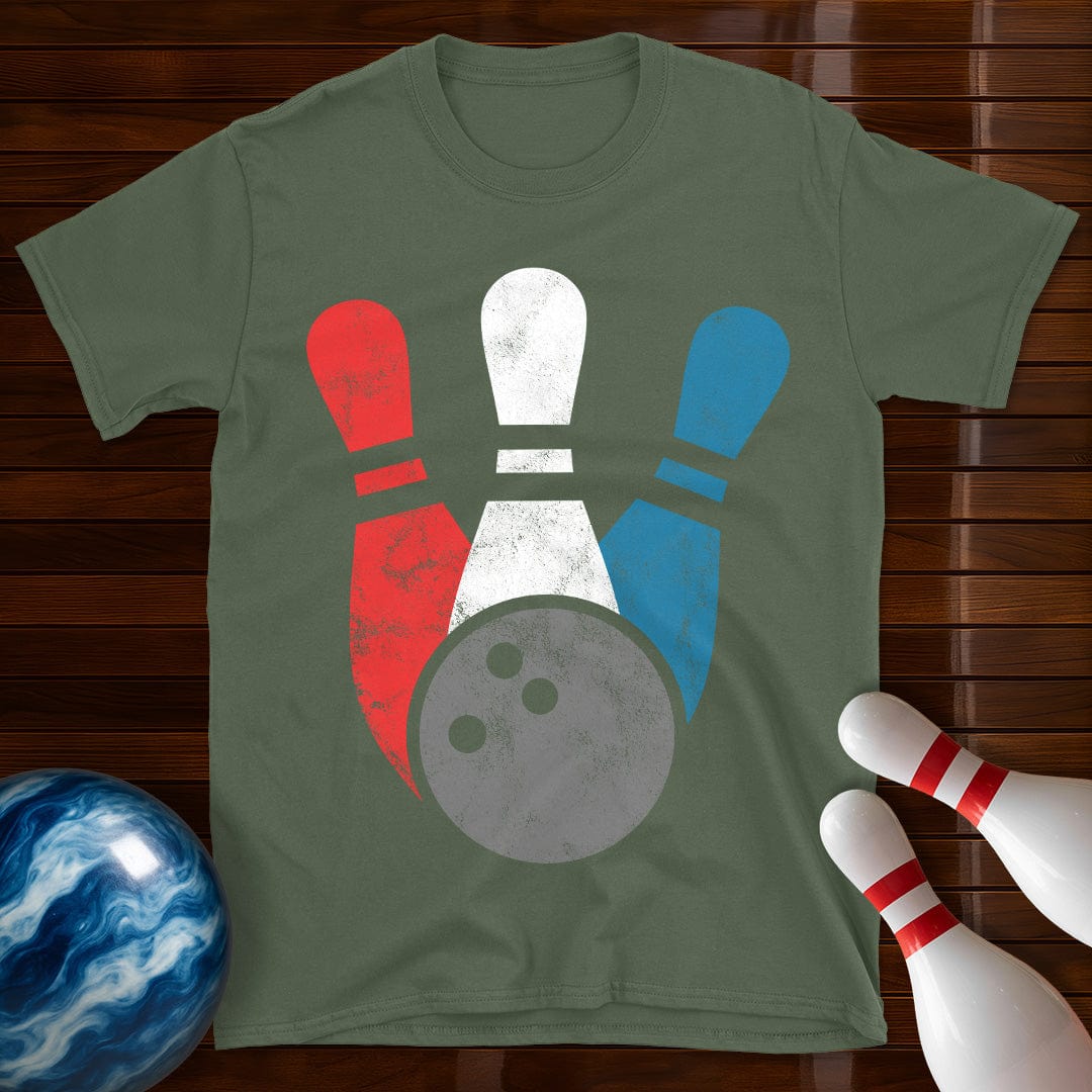Retro Bowling Ball And Pins T-Shirt