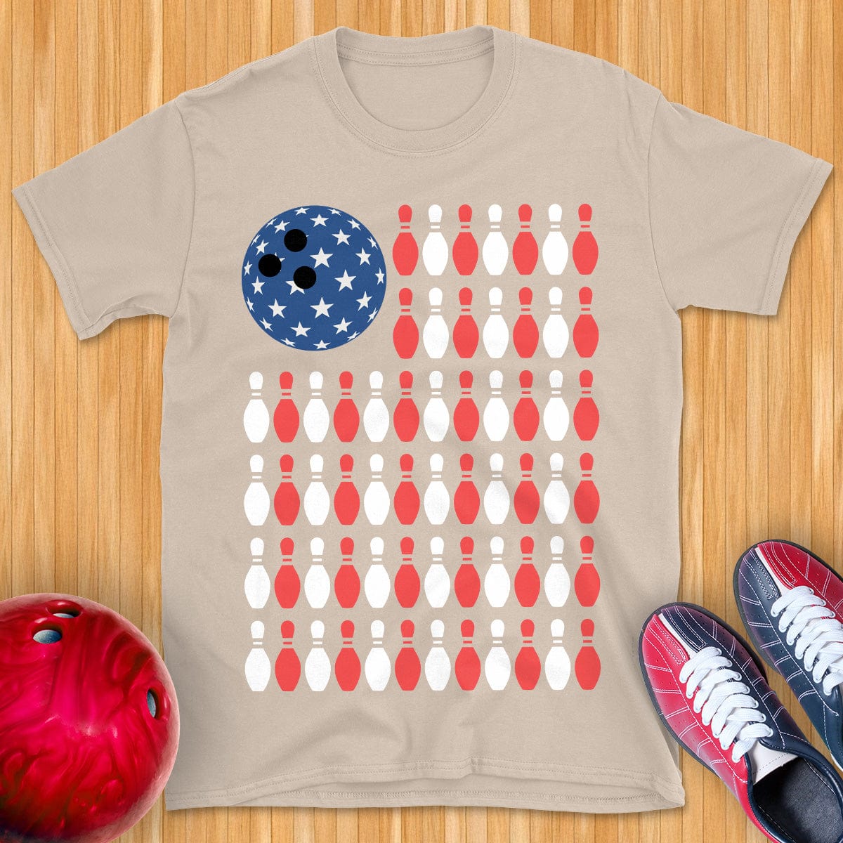 USA Flag Bowling T-Shirt