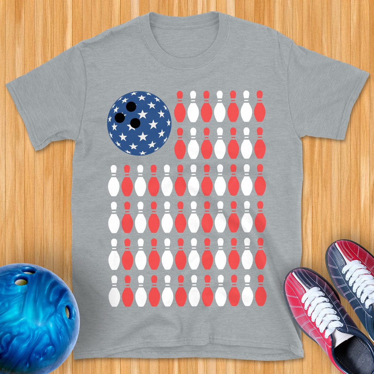 USA Flag Bowling T-Shirt