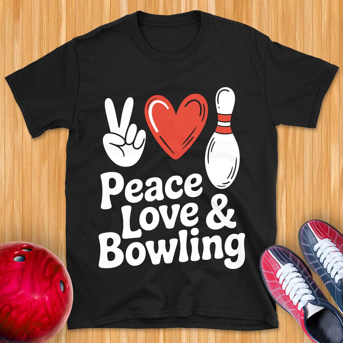 Peace Love Bowling Vintage T-Shirt