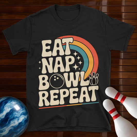 Eat Nap Bowl Repeat Bowling T-Shirt