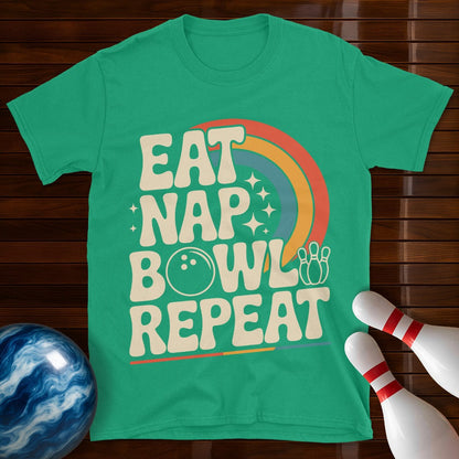Eat Nap Bowl Repeat Bowling T-Shirt