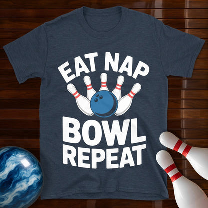 Eat Nap Bowl Repeat Bowling Tee