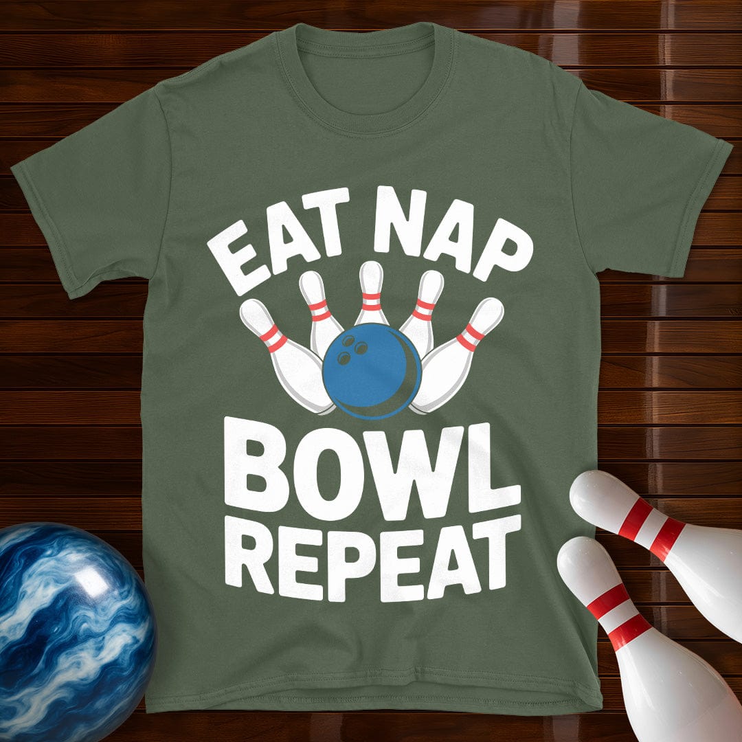 Eat Nap Bowl Repeat Bowling Tee