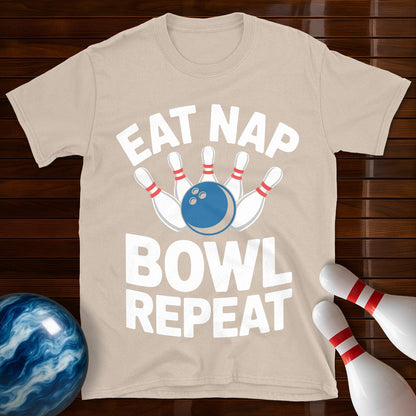 Eat Nap Bowl Repeat Bowling Tee