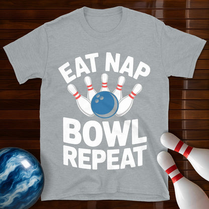 Eat Nap Bowl Repeat Bowling Tee