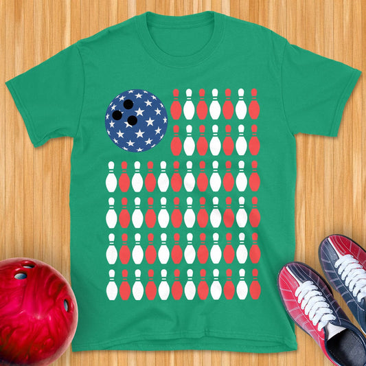 USA Flag Bowling T-Shirt