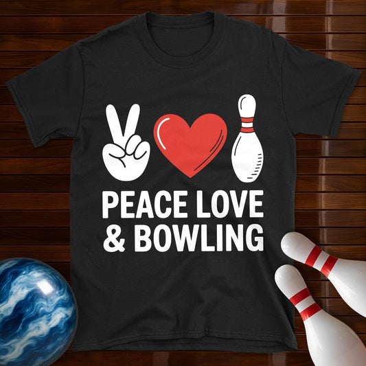 Peace Love Bowling Retro T-Shirt