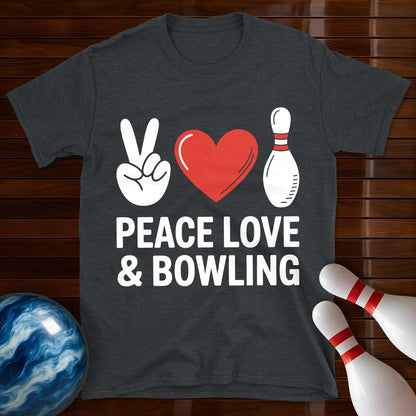 Peace Love Bowling Retro T-Shirt