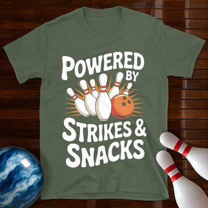 Powered By Strikes And Snacks T-Shirt