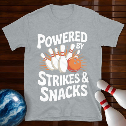 Powered By Strikes And Snacks T-Shirt